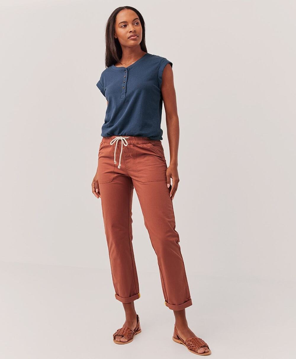 PACT Rust Organic Cotton Pull On Drawstring Pants Size XS